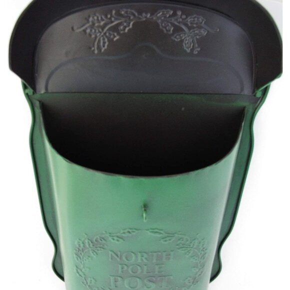 Christmas North Pole Post Green Mail Box Metal Tin - Picture 5 of 12